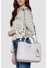 Guess - GUESS Biała torebka damska Meridian II. Kolor: beżowy. Materiał: skórzane. Styl: elegancki, casual #7