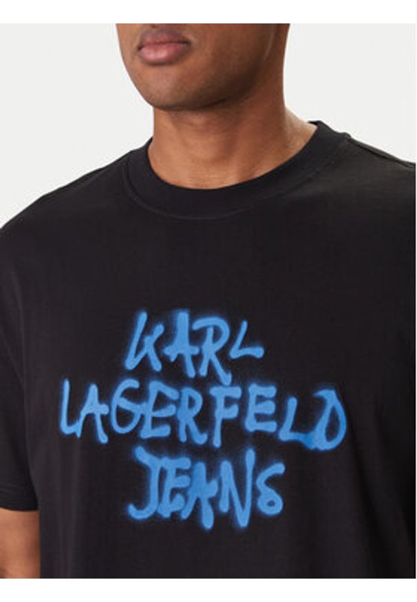 Karl Lagerfeld Jeans T-Shirt B1M17065 Czarny Regular Fit. Kolor: czarny. Materiał: bawełna