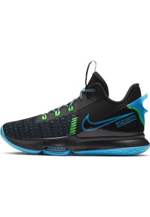Buty koszykarskie męskie Nike Lebron Witness V. Zapięcie: sznurówki. Kolor: czarny. Materiał: guma, materiał, tkanina, syntetyk. Szerokość cholewki: normalna. Sport: koszykówka