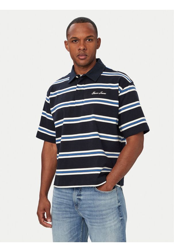 Guess Jeans Polo M6YP06 K3983 Granatowy Regular Fit. Typ kołnierza: polo. Kolor: niebieski. Materiał: bawełna