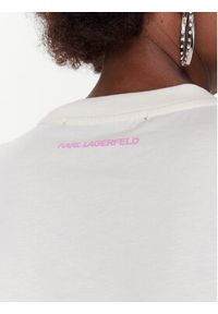 Karl Lagerfeld - KARL LAGERFELD T-Shirt Future Logo 225W1701 Beżowy Regular Fit. Typ kołnierza: dekolt w karo. Kolor: beżowy. Materiał: bawełna #8
