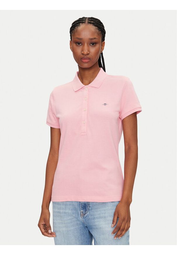 GANT - Gant Polo Sheild 4200870 Różowy Slim Fit. Typ kołnierza: polo. Kolor: różowy. Materiał: bawełna
