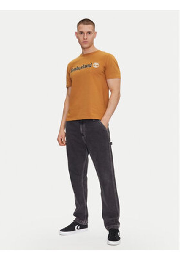 Timberland T-Shirt TB0A5UPQ Beżowy Regular Fit. Kolor: beżowy. Materiał: bawełna