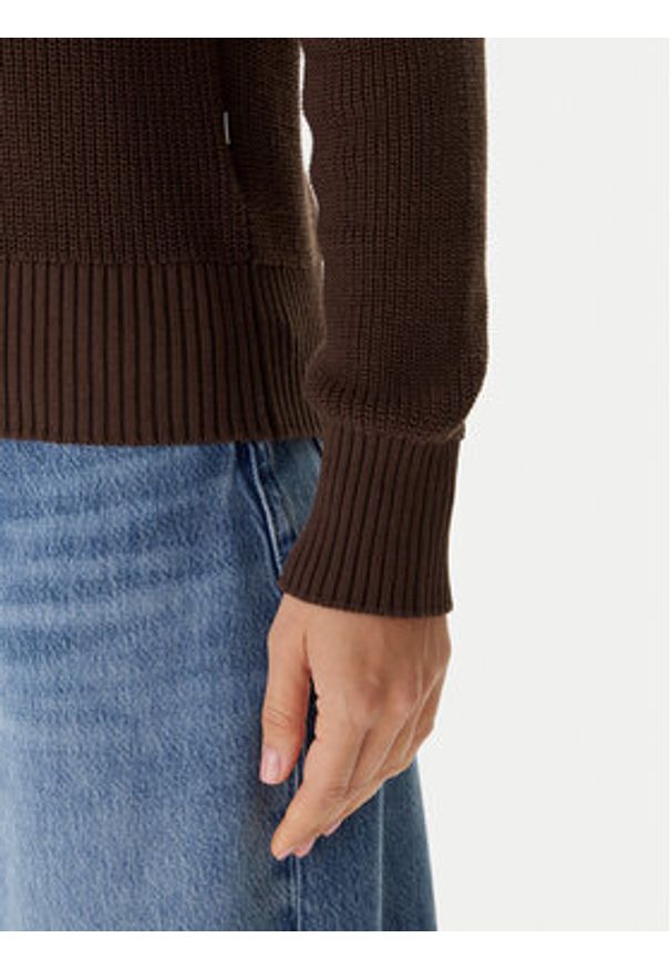 Guess Jeans Sweter W4BR08 Z3HM1 Brązowy Regular Fit. Kolor: brązowy. Materiał: bawełna