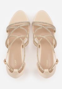 Born2be - Beżowe Sandały na Szpilce VICES Ozdobione Cyrkoniami Orinia. Zapięcie: pasek. Kolor: beżowy. Wzór: aplikacja. Obcas: na szpilce. Styl: elegancki #6