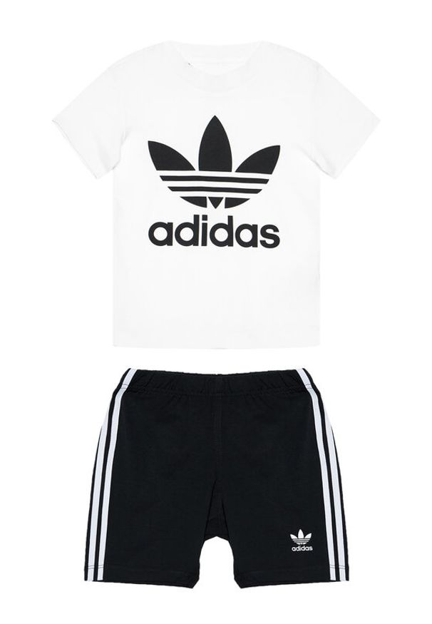 Adidas - adidas Komplet t-shirt i szorty sportowe Trefoil FI8318 Czarny Regular Fit. Kolor: czarny. Materiał: bawełna
