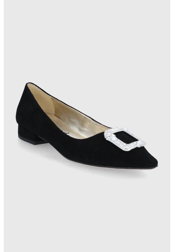 Kate Spade Baleriny zamszowe kolor czarny. Kolor: czarny. Materiał: zamsz. Obcas: na obcasie. Wysokość obcasa: niski