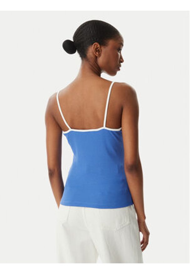 Tommy Jeans Top DW0DW22261 Niebieski Slim Fit. Kolor: niebieski. Materiał: bawełna