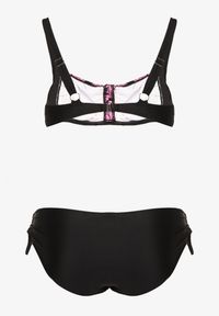 Born2be - Różowe Bikini ze Ściągaczami Biustonosz i Majtki Figi Miladenna. Kolekcja: plus size. Kolor: różowy. Materiał: len. Wzór: aplikacja #5