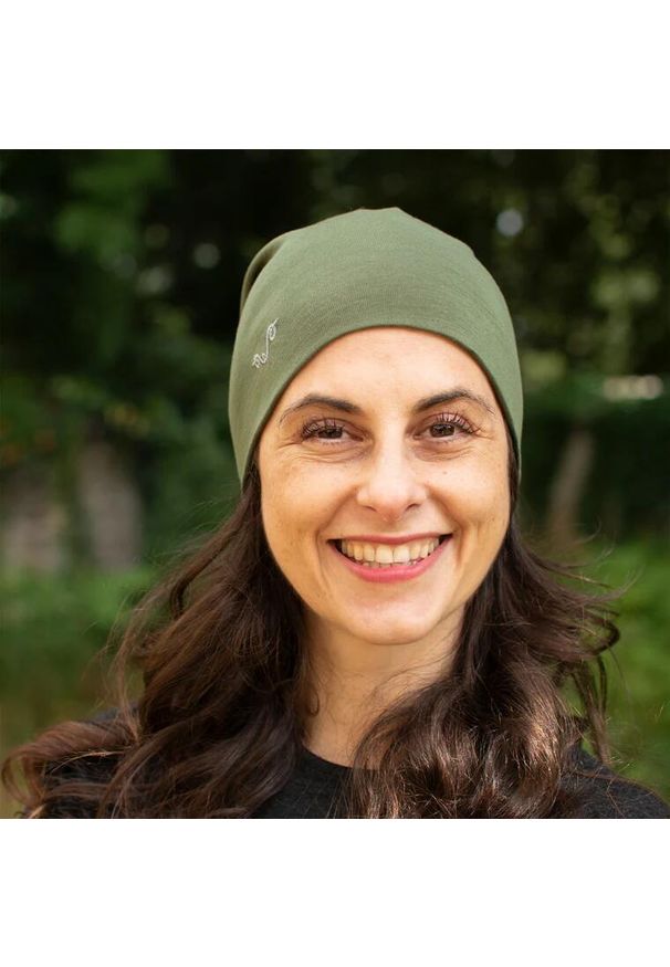 WOOLONA - Czapka trekkingowa z 100% wełny merino. Kolor: zielony. Materiał: wełna. Styl: sportowy