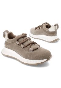 Artiker - Beżowe Sneakersy Atiker Modne Obuwie Damskie. Okazja: na co dzień, na spacer. Zapięcie: sznurówki. Kolor: beżowy. Materiał: jeans, zamsz. Szerokość cholewki: normalna. Sport: turystyka piesza #4