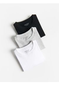Reserved - Bawełniany longsleeve 3 pack - biały. Kolor: biały. Materiał: bawełna. Długość rękawa: długi rękaw #1