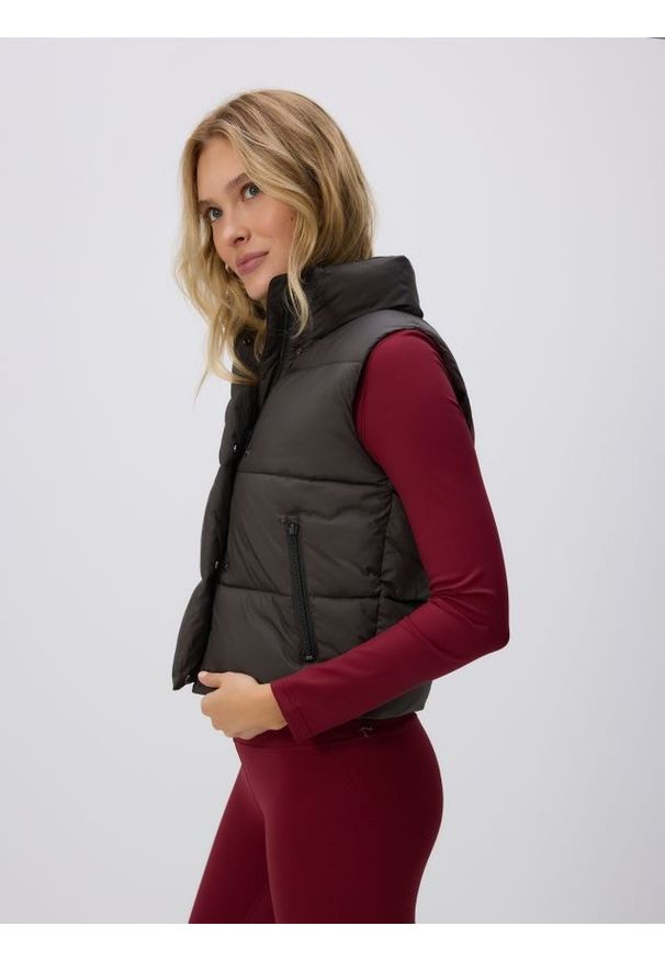 Reserved - Kamizelka ze stójką - szary. Typ kołnierza: kołnierzyk stójkowy. Kolor: szary. Materiał: tkanina