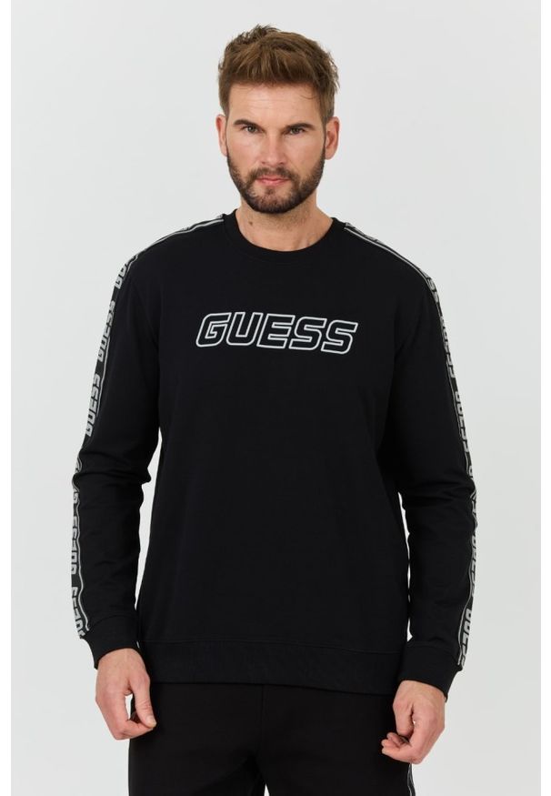 Guess - GUESS Czarna męska bluza z lampasami Arlo, Rozmiar XXL. Kolor: czarny