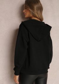Renee - Czarna Bluza z Kapturem i Suwakiem Oversize Des. Typ kołnierza: kaptur. Kolor: czarny. Materiał: polar, dzianina. Długość rękawa: długi rękaw. Długość: długie. Sezon: zima, jesień. Styl: sportowy