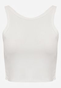 Born2be - Biały Top z Prążkowanego Materiału Zitessa. Okazja: na co dzień. Kolor: biały. Materiał: prążkowany, materiał. Długość rękawa: na ramiączkach. Styl: casual, elegancki, klasyczny #3