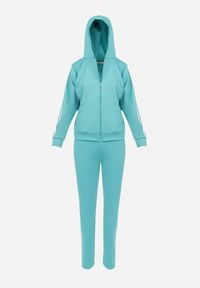Born2be - Zielony Komplet Dresowy 3-częściowy z Lampasami Hisa. Kolekcja: plus size. Kolor: zielony. Materiał: dresówka. Sport: turystyka piesza #5