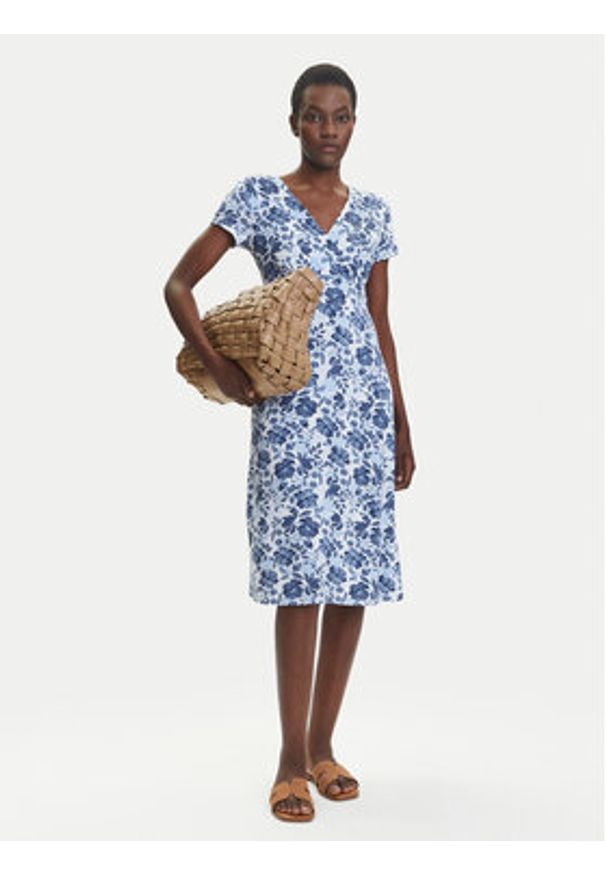 Olsen Sukienka codzienna 13002031 Niebieski Regular Fit. Okazja: na co dzień. Kolor: niebieski. Materiał: wiskoza. Typ sukienki: proste. Styl: casual