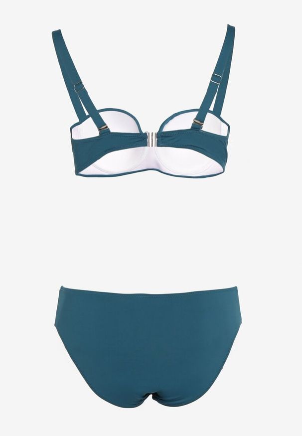 Renee - Ciemnozielone Bikini Strój Kąpielowy Dwuczęściowy z Ozdobnym Marszczeniem Nariella. Kolor: zielony
