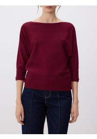 Reserved - Sweter z wiskozą - bordowy. Kolor: czerwony. Materiał: wiskoza. Wzór: gładki