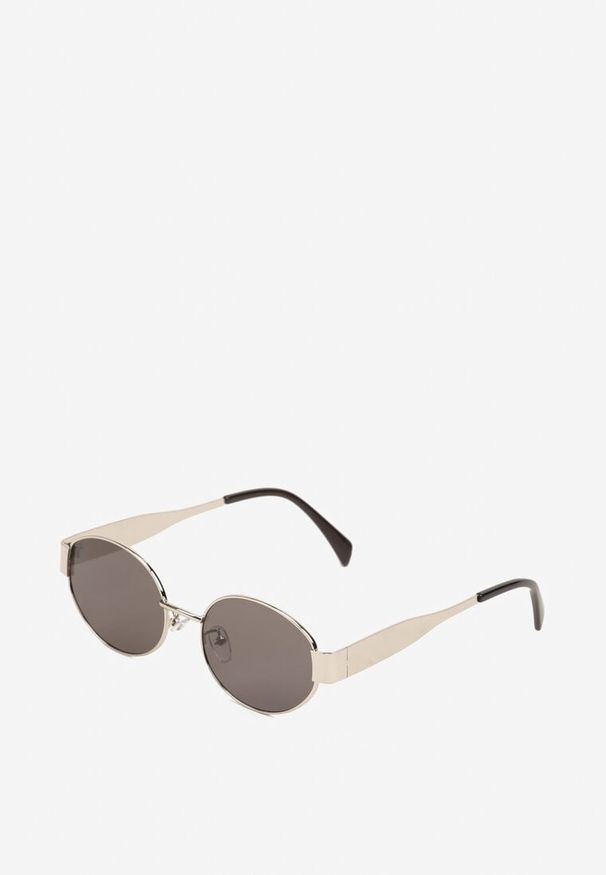 Born2be - Srebrne Okulary Przeciwsłoneczne z Filtrem UV z Okrągłymi Szkłami Talovena. Kształt: okrągłe. Kolor: srebrny