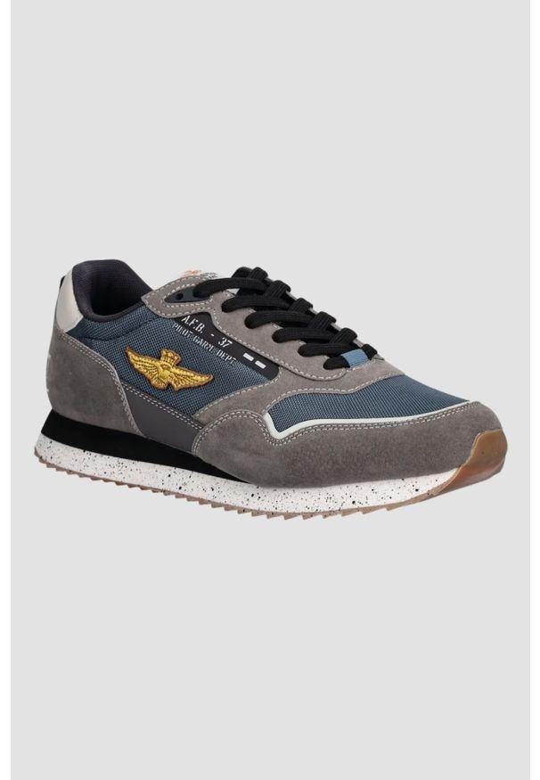 Aeronautica Militare - AERONAUTICA MILITARE Szaro-niebieskie sneakersy męskie, Rozmiar 44. Okazja: na co dzień. Kolor: szary