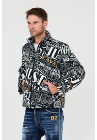 Just Cavalli - JUST CAVALLI Czarna męska kurtka Print Lettering, Rozmiar 50. Kolor: czarny. Wzór: nadruk #4