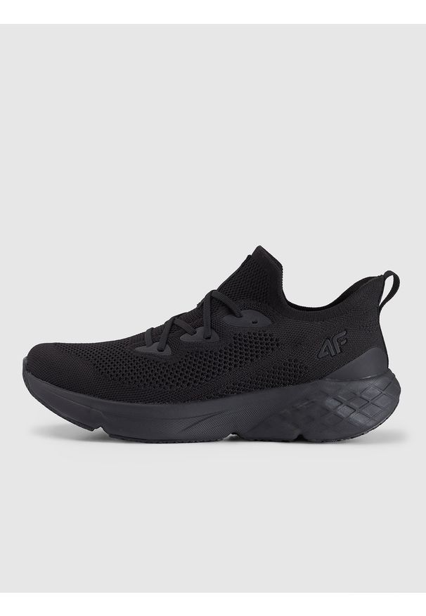 4f - 4F Niskie sneakersy Velocity E-knit męskie - czarne 40. Kolor: czarny. Materiał: dzianina, poliester, materiał, guma. Szerokość cholewki: normalna
