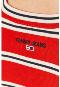 Tommy Jeans - Sukienka. Kolor: czerwony. Materiał: dzianina. Typ sukienki: dopasowane #2