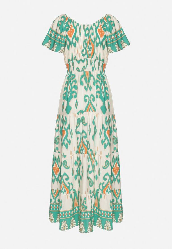 Born2be - Zielona Wiskozowa Sukienka z Geometrycznym Wzorem Cleanna. Okazja: na spacer, na co dzień. Kolor: zielony. Materiał: wiskoza. Wzór: geometria. Typ sukienki: proste. Styl: casual, elegancki