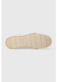Calvin Klein sneakersy skórzane HIGH TOP LACE UP INV STITCH kolor beżowy HM0HM01164. Nosek buta: okrągły. Zapięcie: sznurówki. Kolor: beżowy. Materiał: skóra #2
