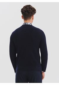 Pako Lorente - PAKO LORENTE - Granatowy sweter męski o-neck. Kolor: niebieski, brązowy. Materiał: bawełna. Sezon: jesień #3