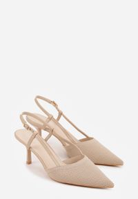 Born2be - Beżowe Sandały na Szpilce z Odkrytą Piętą i Ażurowym Wzorem Kervidia. Okazja: na co dzień. Zapięcie: sprzączka. Kolor: beżowy. Wzór: ażurowy. Obcas: na szpilce. Styl: casual, elegancki, klasyczny #7