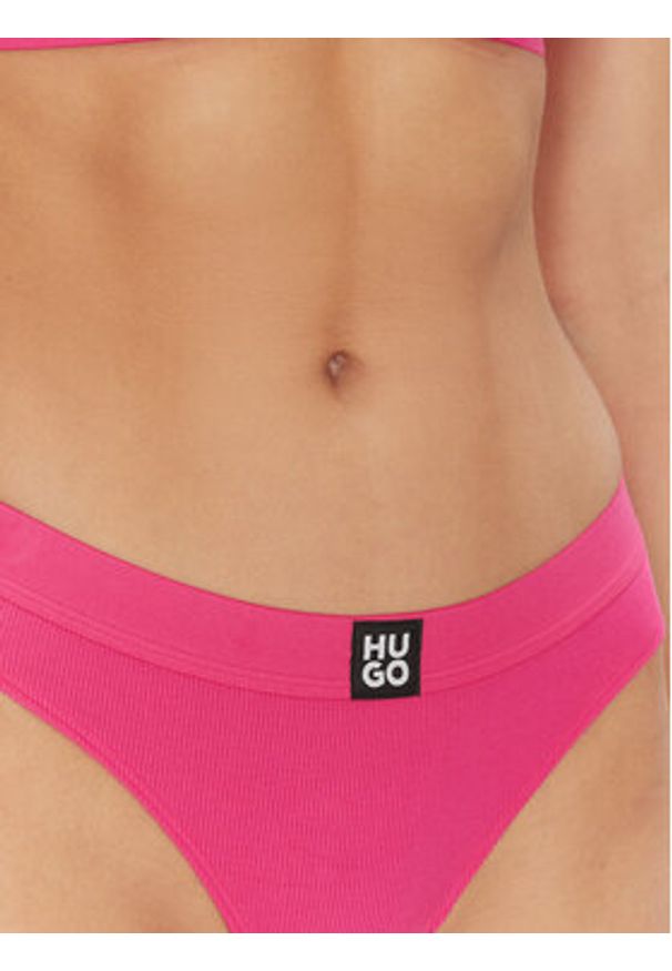 Hugo - HUGO Stringi Thong Rib 50496809 Różowy. Kolor: różowy