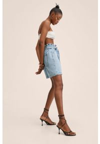 mango - Mango szorty jeansowe Ares damskie kolor fioletowy gładkie high waist. Stan: podwyższony. Kolor: fioletowy. Materiał: jeans. Wzór: gładki #7