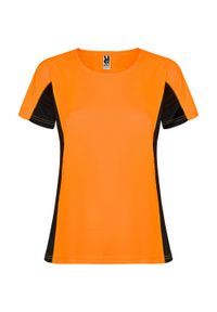 ROLY - T-shirt Damski Z Krótkim Rękawem Sportowy Shanghai. Kolor: czarny, pomarańczowy, wielokolorowy. Długość rękawa: krótki rękaw. Długość: krótkie. Sport: joga i pilates #1