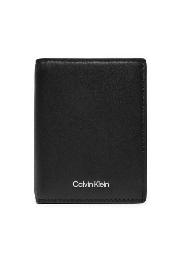 Calvin Klein Duży Portfel Męski Ck Sleek Bifold 7cc W/Coin K50K512694 Czarny. Kolor: czarny. Materiał: skóra