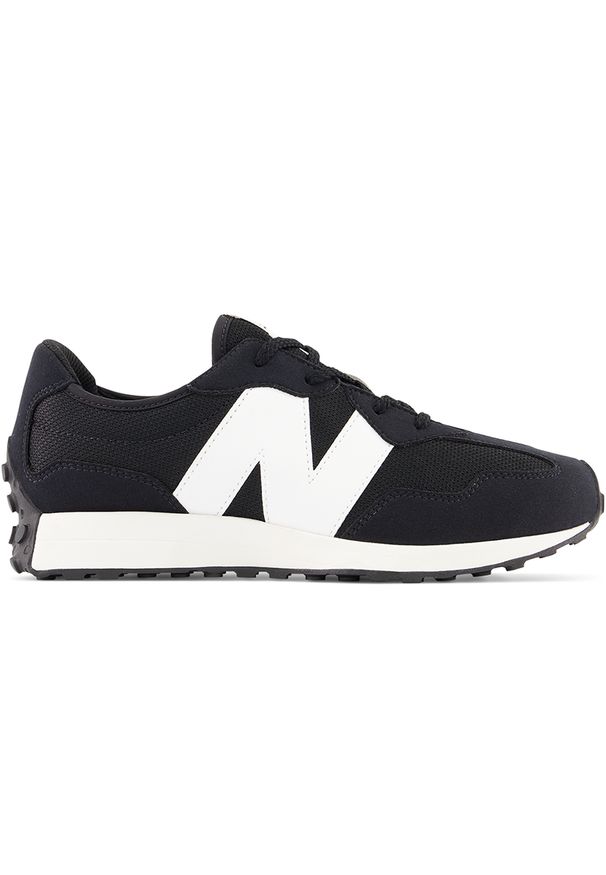 Buty dziecięce New Balance GS327CBW – czarne. Okazja: na co dzień. Kolor: czarny. Materiał: materiał, guma, syntetyk. Szerokość cholewki: normalna. Sezon: lato