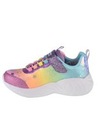 skechers - Buty do chodzenia dziewczęce, Skechers S-Lights Unicorn Dreams. Kolor: różowy, żółty, wielokolorowy. Materiał: syntetyk, tkanina, materiał. Sport: turystyka piesza