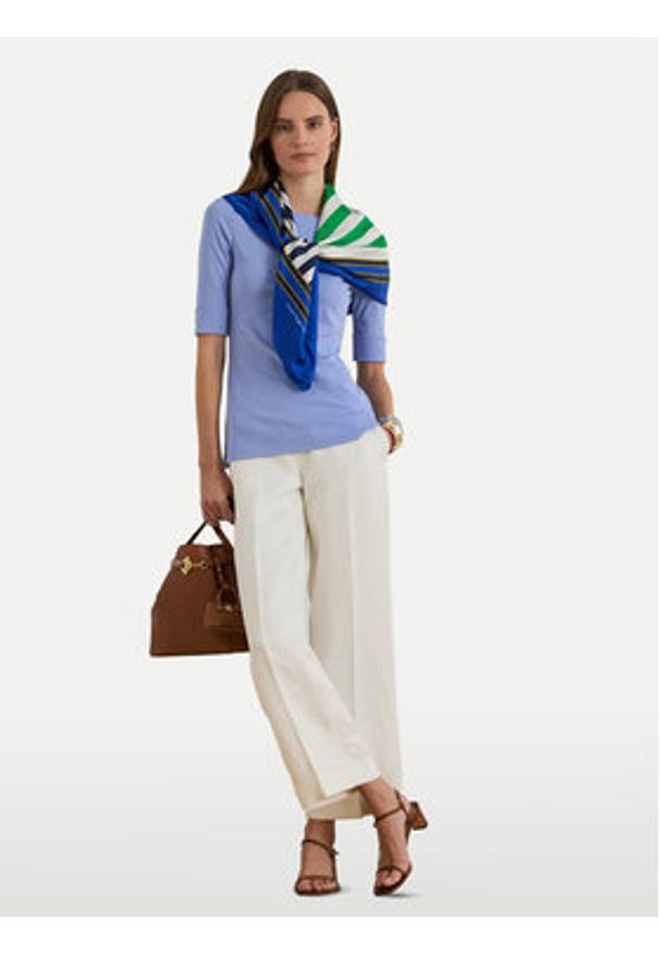 Lauren Ralph Lauren - LAUREN RALPH LAUREN Bluzka 200654963199 Błękitny Slim Fit. Kolor: niebieski. Materiał: bawełna