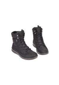 ecco - Buty do chodzenia damskie Ecco Babett Boot. Wysokość cholewki: za kostkę. Zapięcie: sznurówki. Kolor: czarny, wielokolorowy. Materiał: syntetyk, materiał. Szerokość cholewki: normalna. Sport: turystyka piesza