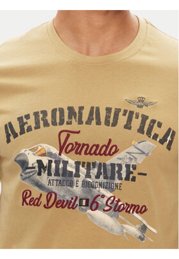Aeronautica Militare T-Shirt 251TS2406J641 Beżowy Regular Fit. Kolor: beżowy. Materiał: bawełna