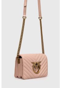 Pinko torebka skórzana kolor różowy. Kolor: różowy. Materiał: skórzane. Rodzaj torebki: na ramię #4