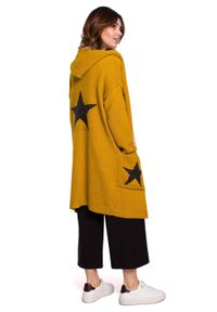 BE Knit - Długi sweter kardigan z kapturem i dużymi kieszeniami miodowy. Typ kołnierza: kaptur. Kolor: pomarańczowy. Materiał: akryl. Długość: długie. Styl: sportowy #2