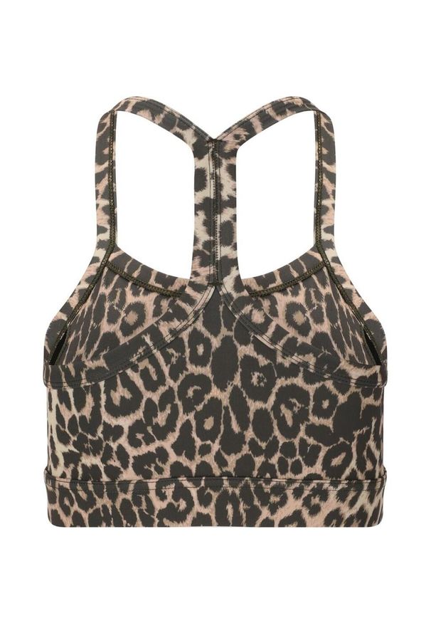 Sportowa biustonosz damski z nadrukiem Athlecia Bloom V2. Kolor: wielokolorowy, niebieski, brązowy. Wzór: nadruk