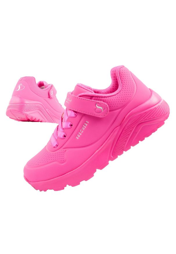 skechers - Buty sportowe dziecięce Skechers Uno Lite. Kolor: różowy. Materiał: skóra, materiał, syntetyk. Szerokość cholewki: normalna. Model: Skechers Sport. Sport: turystyka piesza