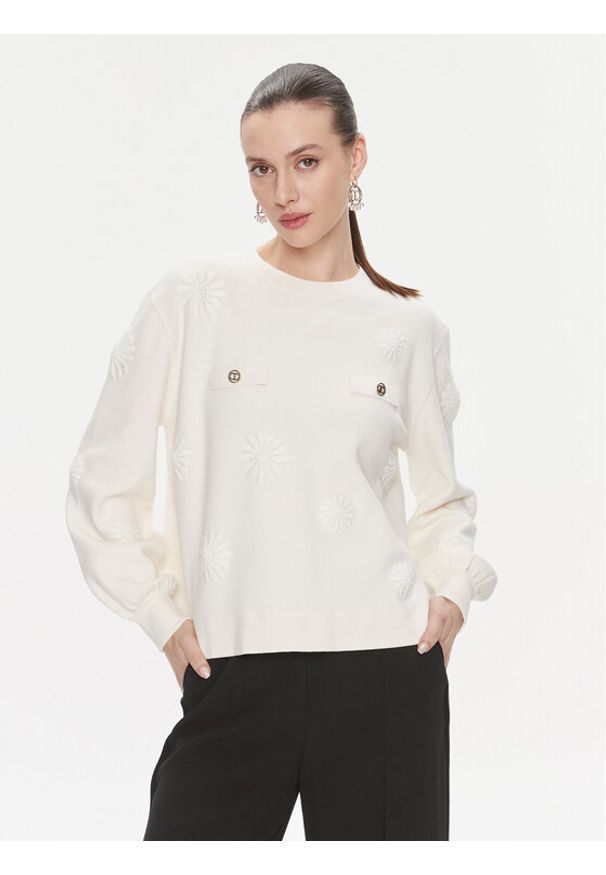 TwinSet - TWINSET Sweter 241TP3090 Écru Loose Fit. Materiał: wiskoza