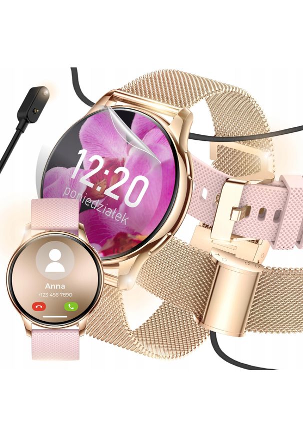 WonderWatch - SMARTWATCH ZEGAREK DAMSKI POLSKIE MENU ROZMOWY POWIADOMIENIA SPORT ZLOTY. Rodzaj zegarka: smartwatch. Styl: sportowy