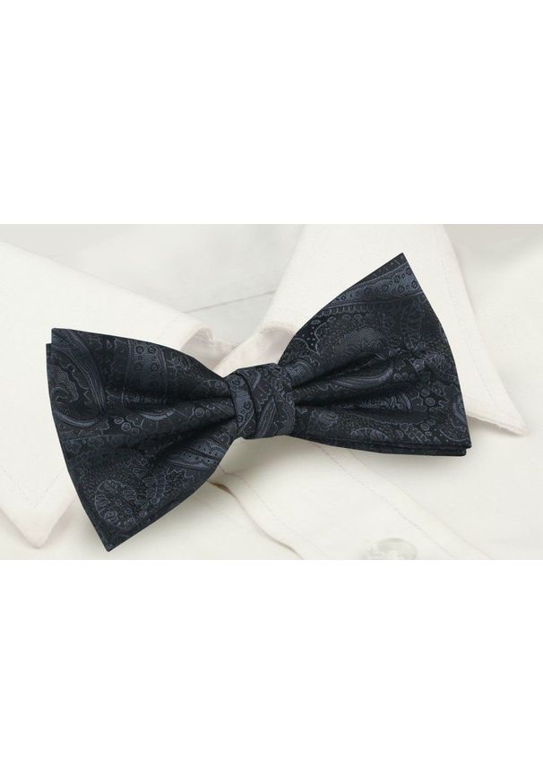 Mucha Męska z Poszetką - Chattier - Antracytowa, Wzór Orientalny. Kolor: szary. Styl: sportowy, elegancki
