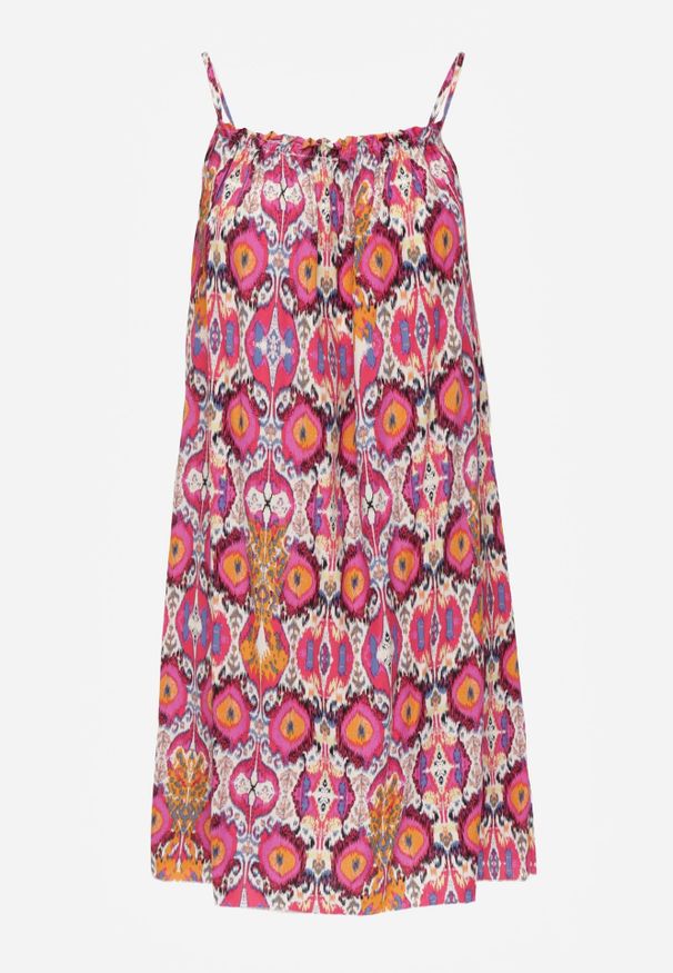 Renee - Fuksjowa Rozkloszowana Sukienka z Bawełny na Ramiączkach Tessadra. Okazja: na co dzień. Kolor: różowy. Materiał: bawełna. Długość rękawa: na ramiączkach. Styl: casual